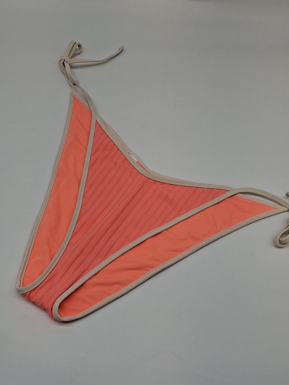 Aerie Wide Rib Low Rise Tie Cheekiest Bikini Bottom Coral Sun XXL
